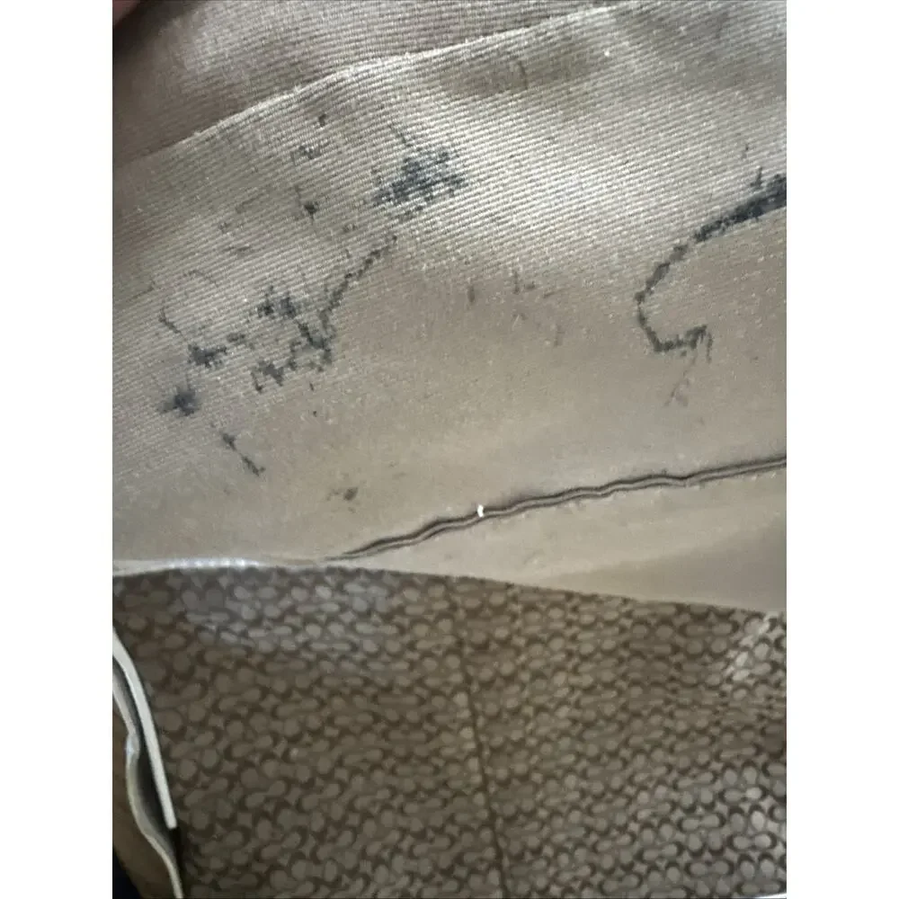 Coach vtg Purse Logo Signature Handbags‎ White Brown Monogram F10416